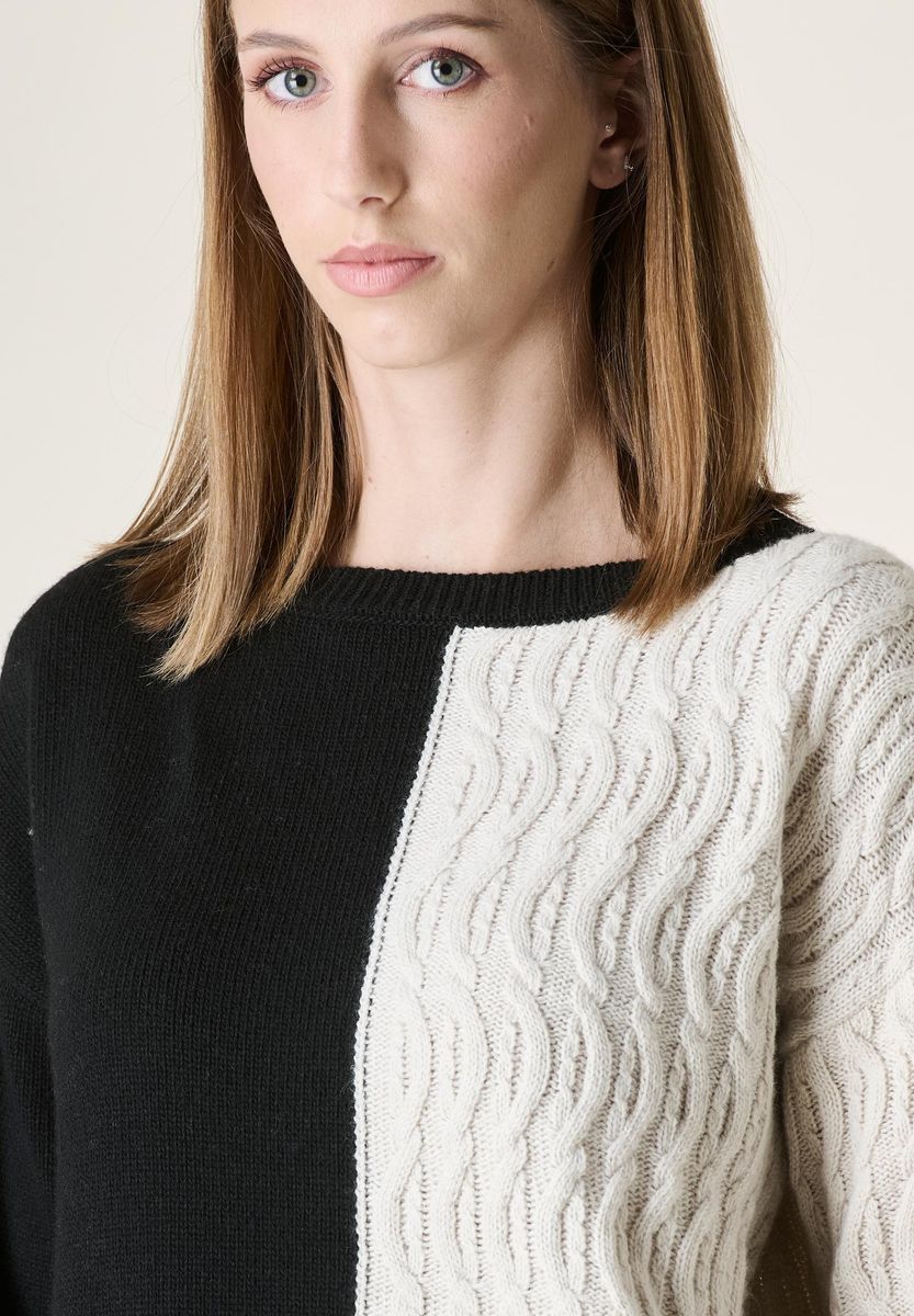 Maglia nero-bianco trecce Marella