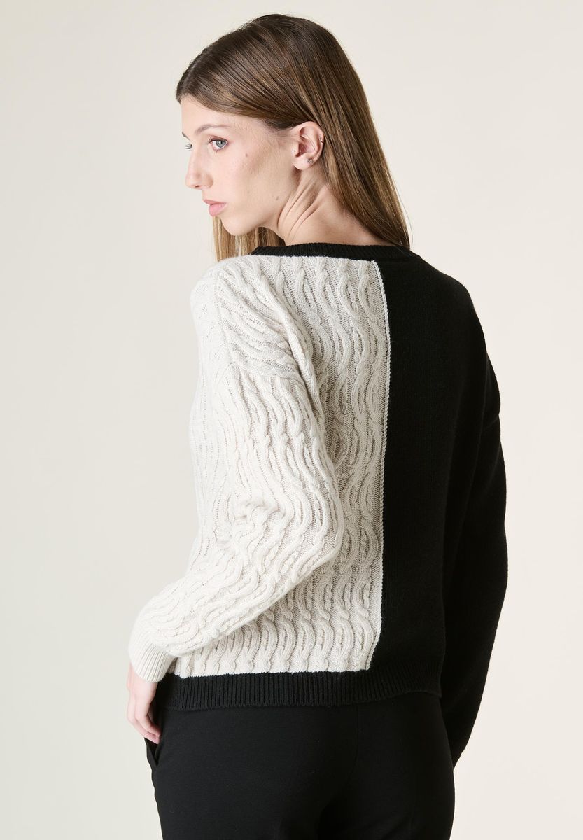 Maglia nero-bianco trecce Marella