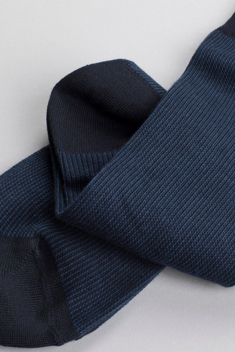 Calza blu millerighe jacquard