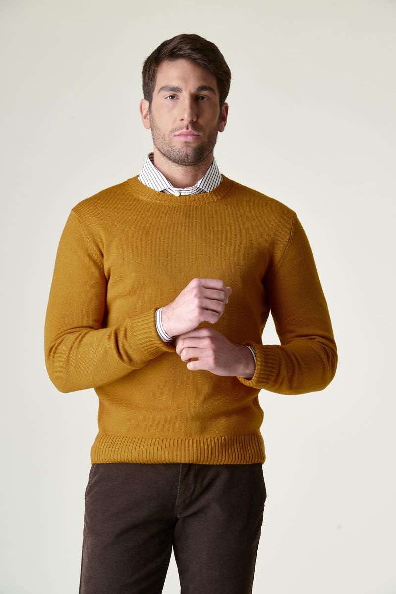 Maglia miele merino fast dyed girocollo
