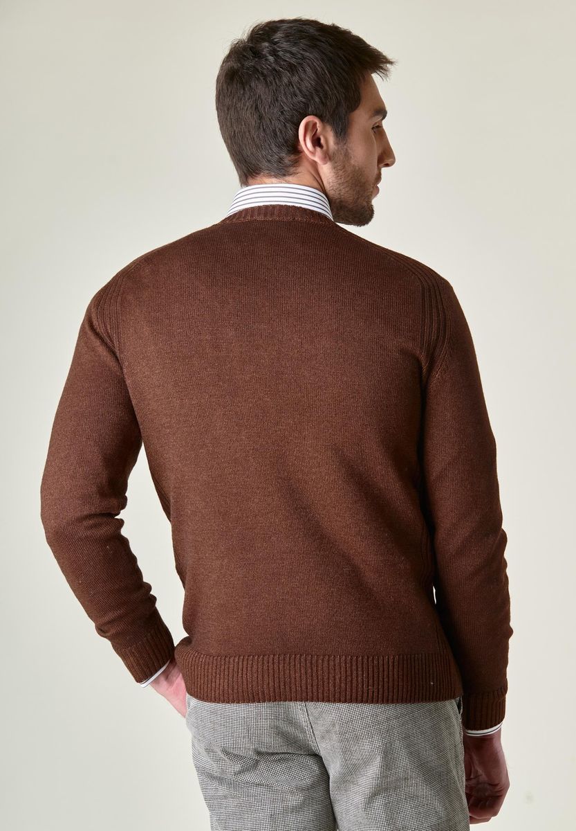 Maglia tabacco merino fast dyed girocollo