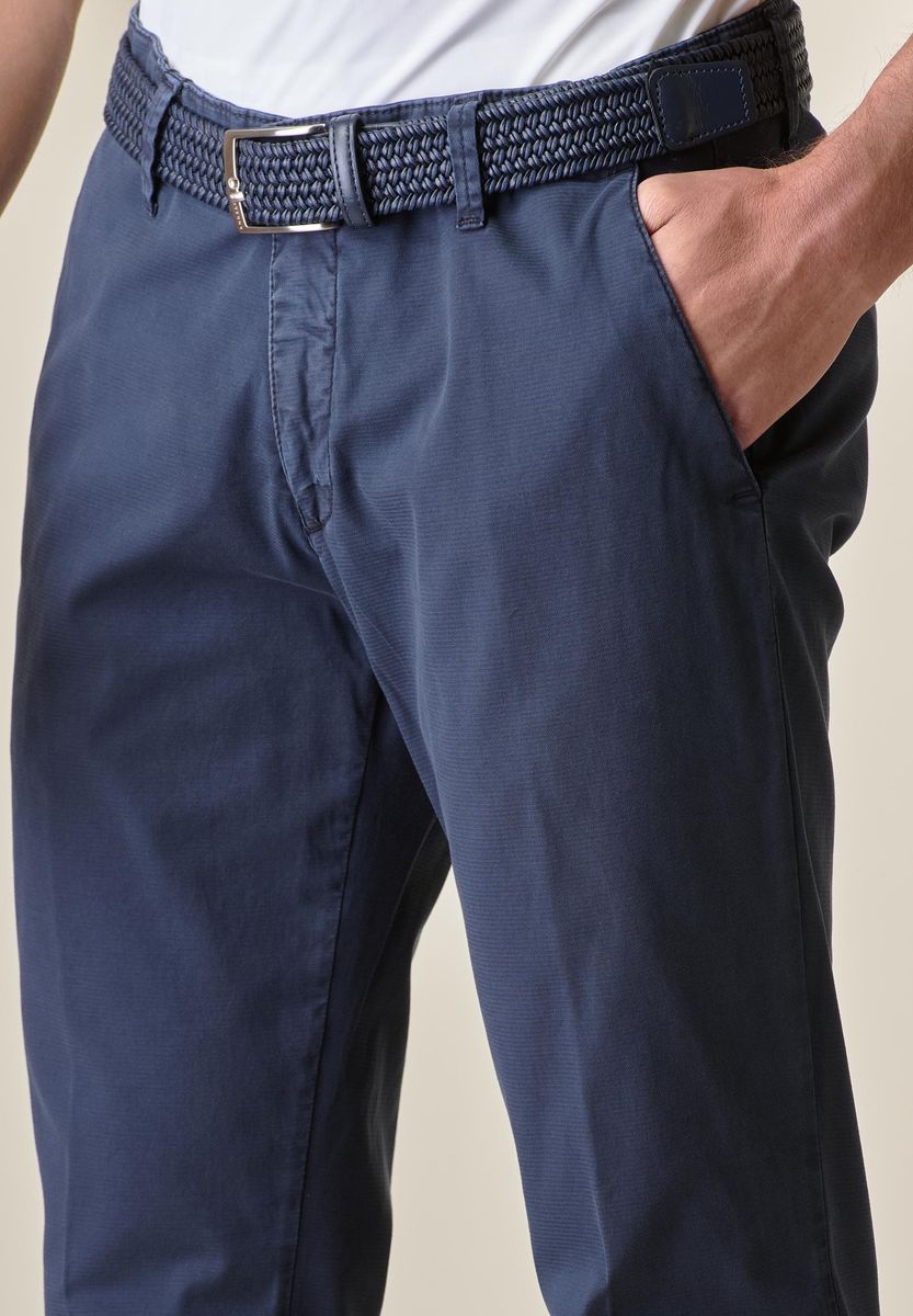 Angelico - Pantalone blu scuro cotone armaturato slim - 3