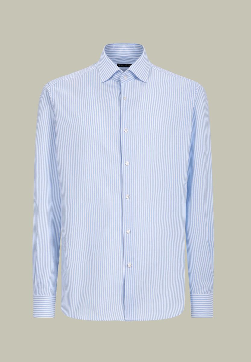 Angelico - Camicia azzurro-bianca riga bacchettata - 1