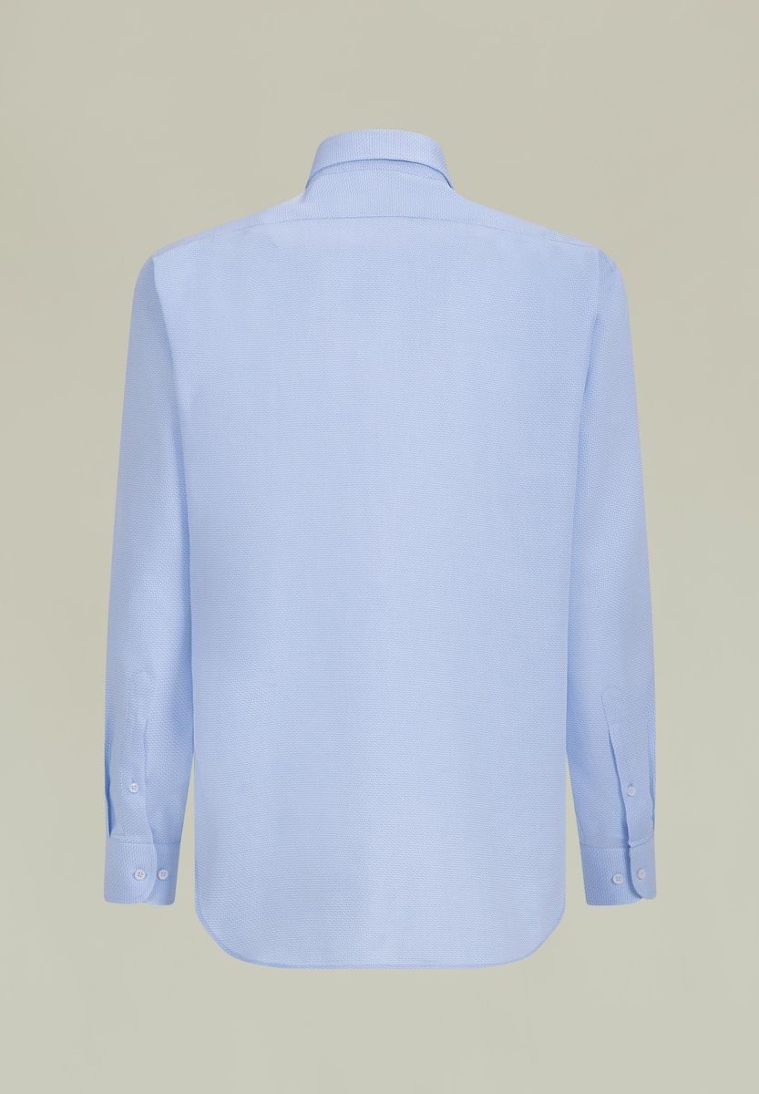 Camicia azzurra micro-disegno greche COMODA