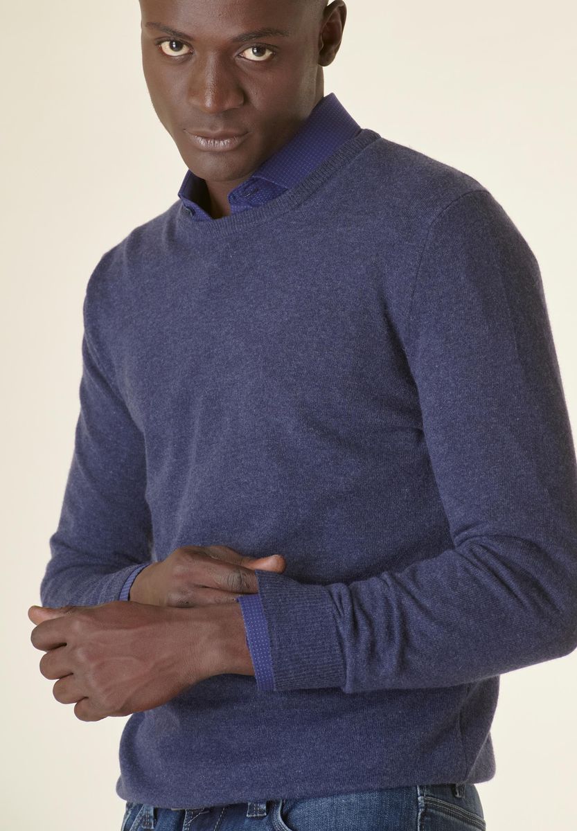 Blauer Kaschmirpullover mit Rundhalsausschnitt Angelico 2