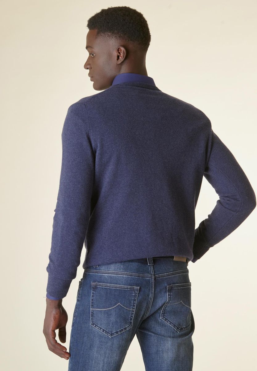Blauer Kaschmirpullover mit Rundhalsausschnitt Angelico 3
