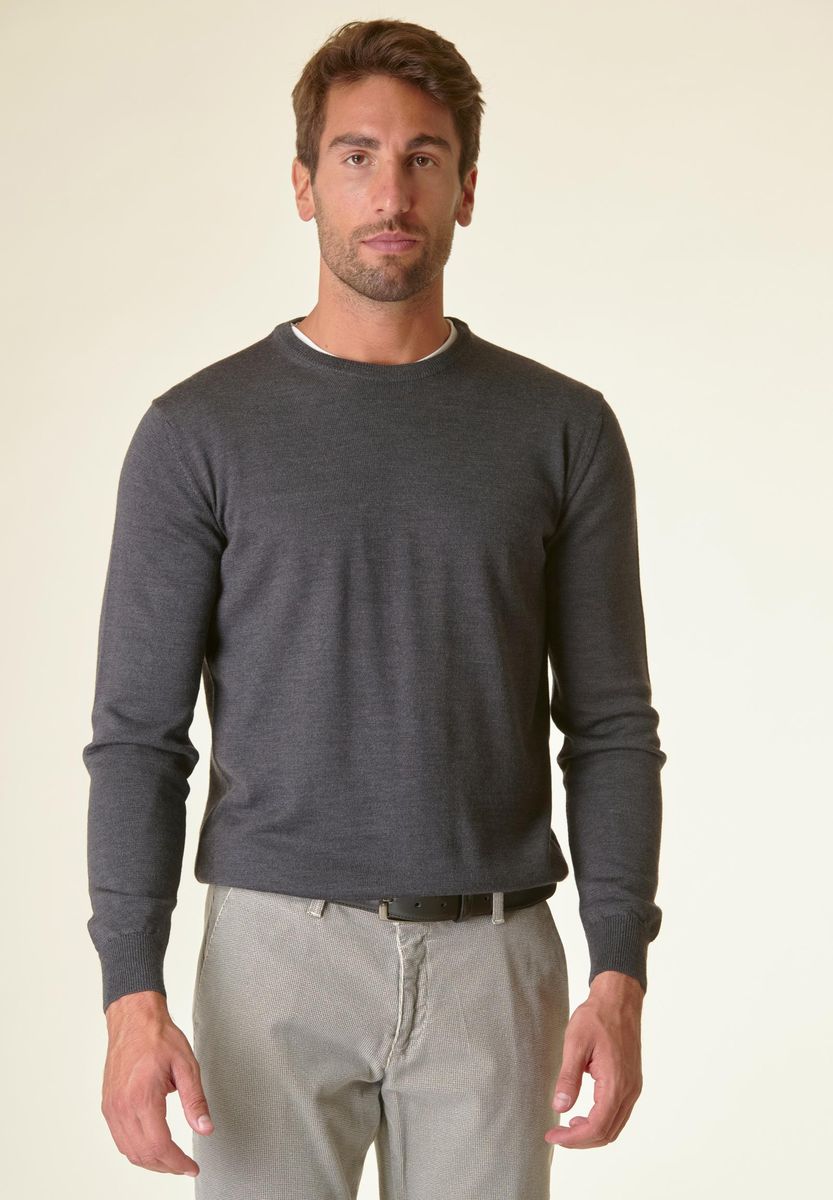 Girocollo antracite merino Lana Gatto Angelico 1