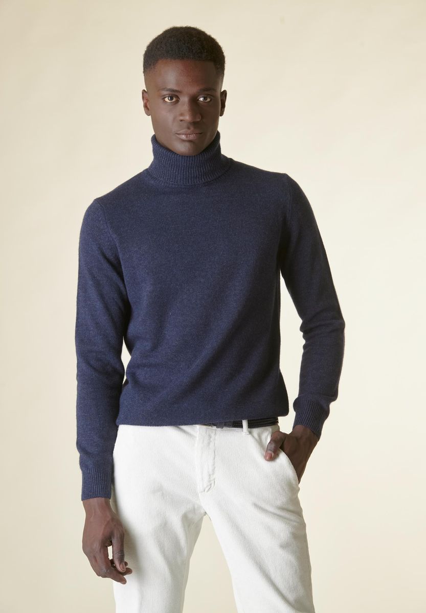 Dolcevita blu denim mano-cashmere