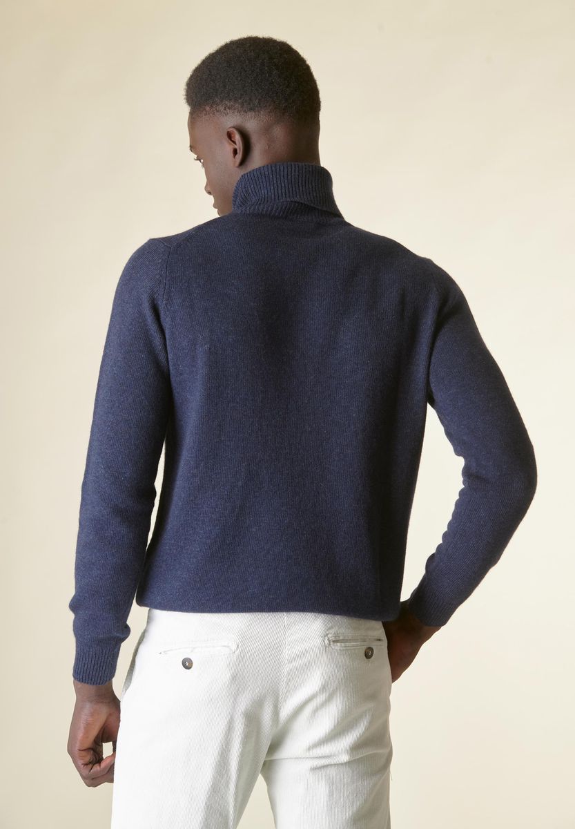Dolcevita blu denim mano-cashmere