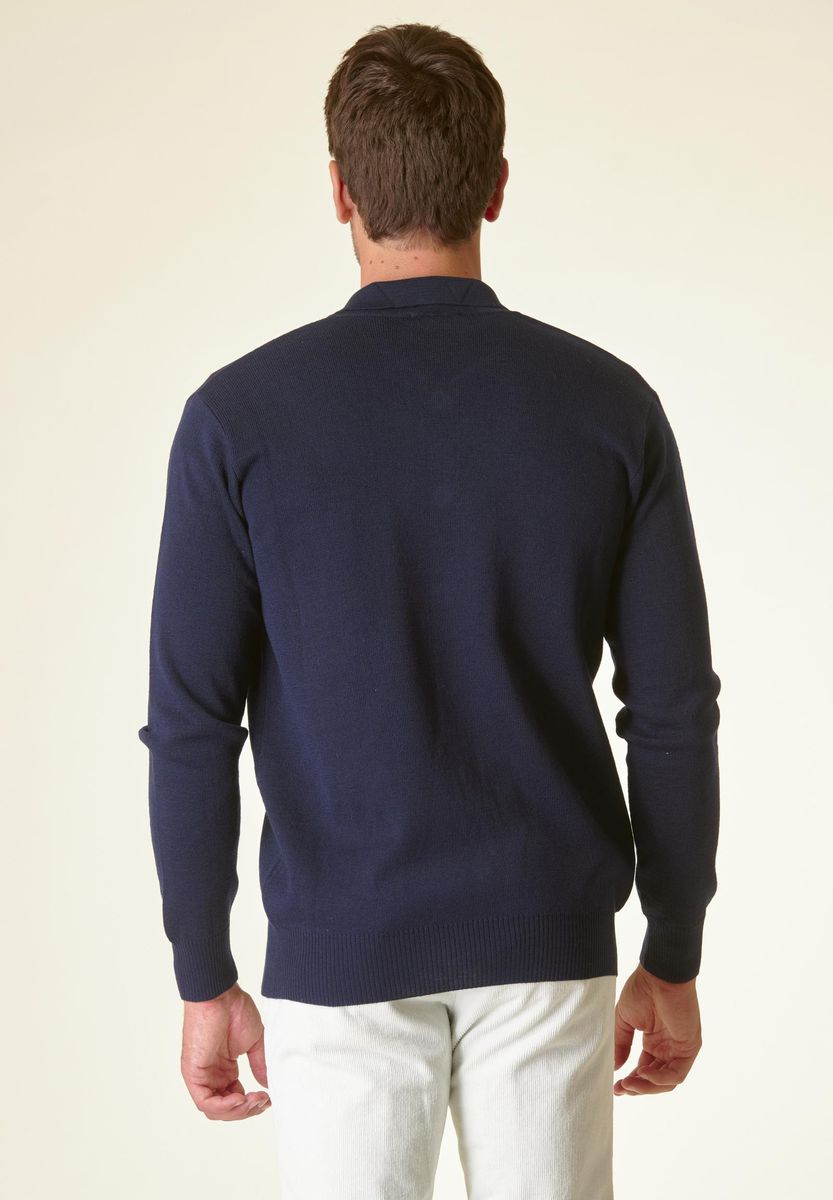 Blue knitted jacket with pockets wool blend Angelico 3