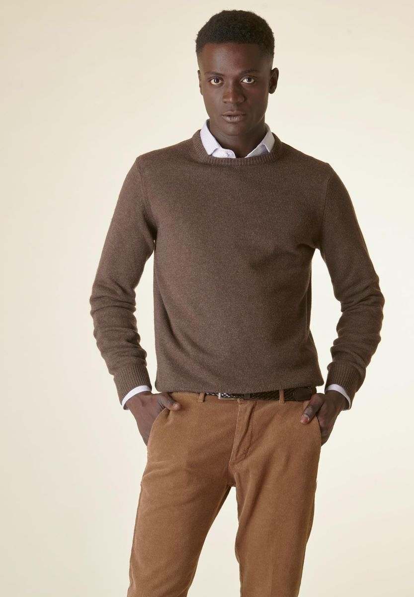Girocollo fango misto lana-cashmere