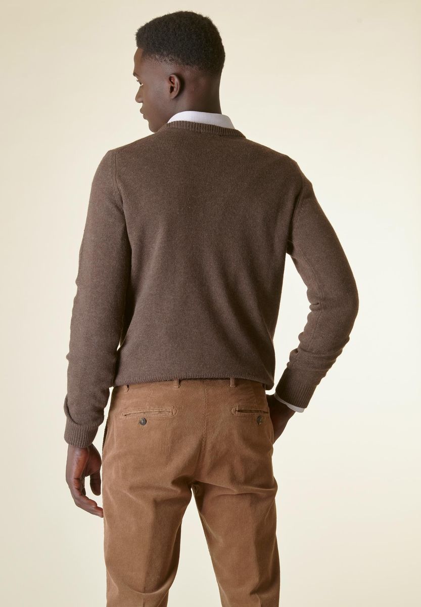 Girocollo fango misto lana-cashmere