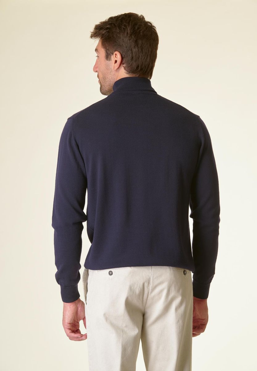 Dolcevita blu scuro merino Lana Gatto Angelico 3