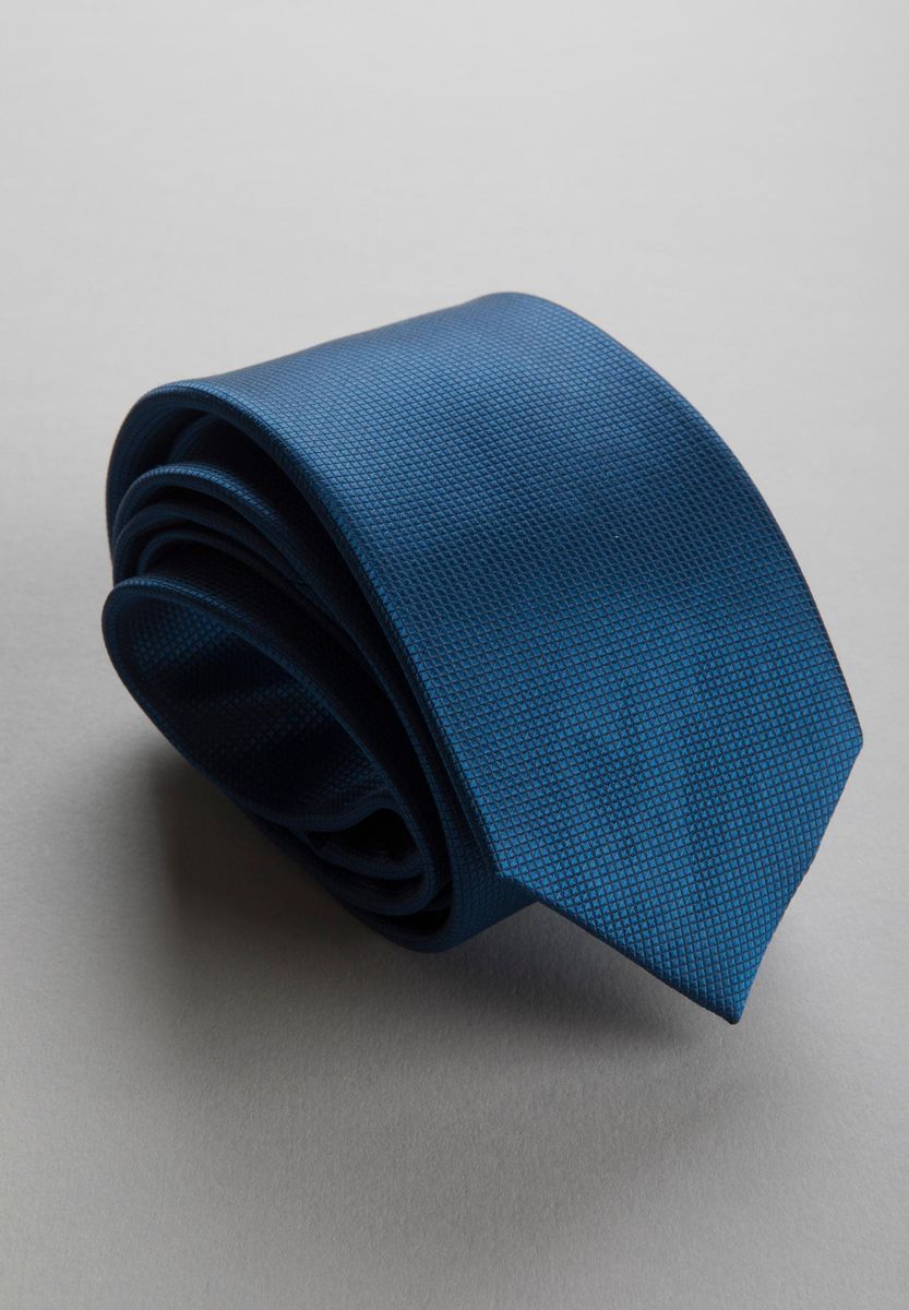 Cravatta bluette seta unita jacquard