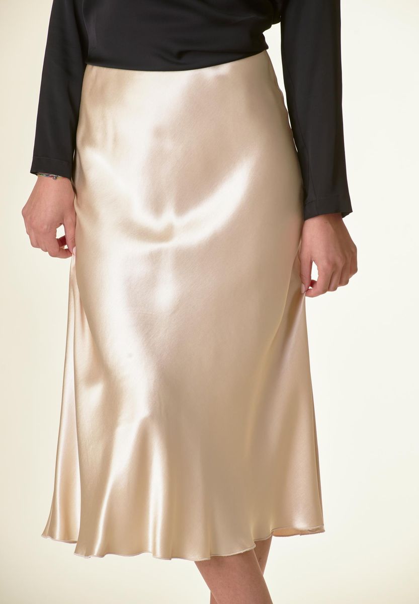 Longuette avorio satin svasata-Angelico
