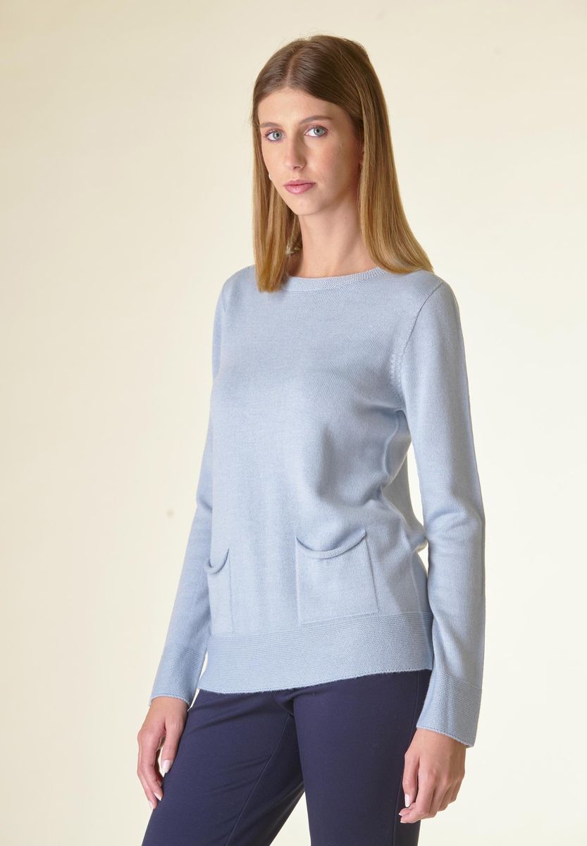 Maglia celeste taschini inseriti
