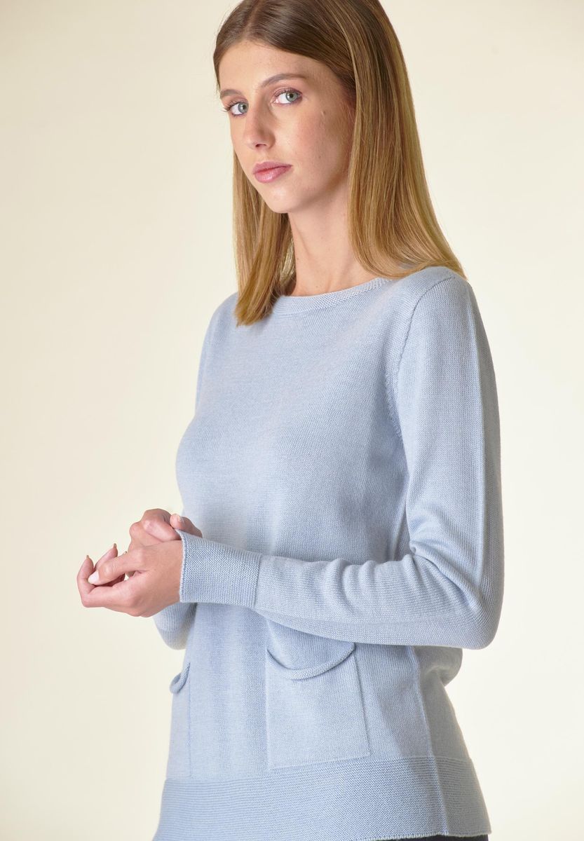 Maglia celeste taschini inseriti-Angelico