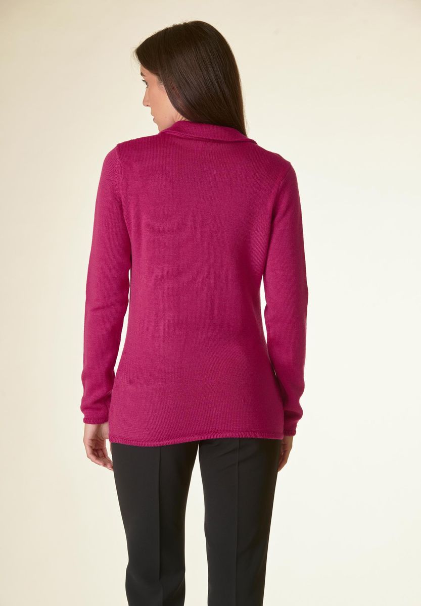 Cardigan fucsia 3 bottoni merino Lana-Gatto-Angelico