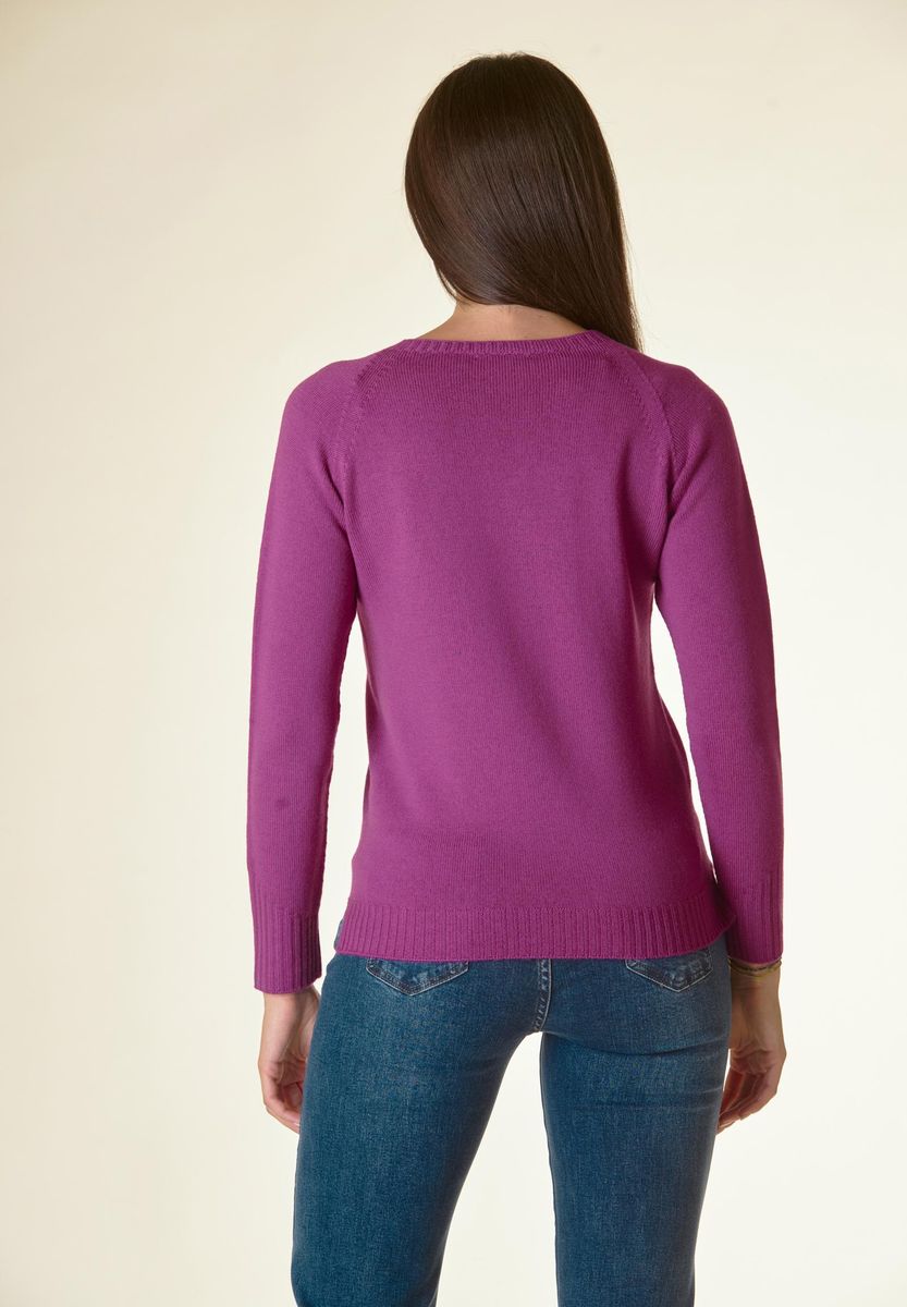 Maglia ciclamino girocollo raglan Lana-Gatto