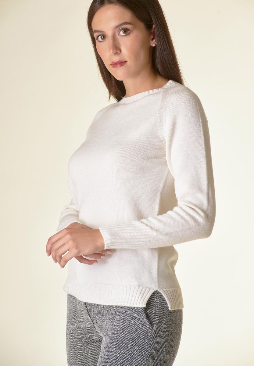 Maglia panna girocollo raglan Lana-Gatto