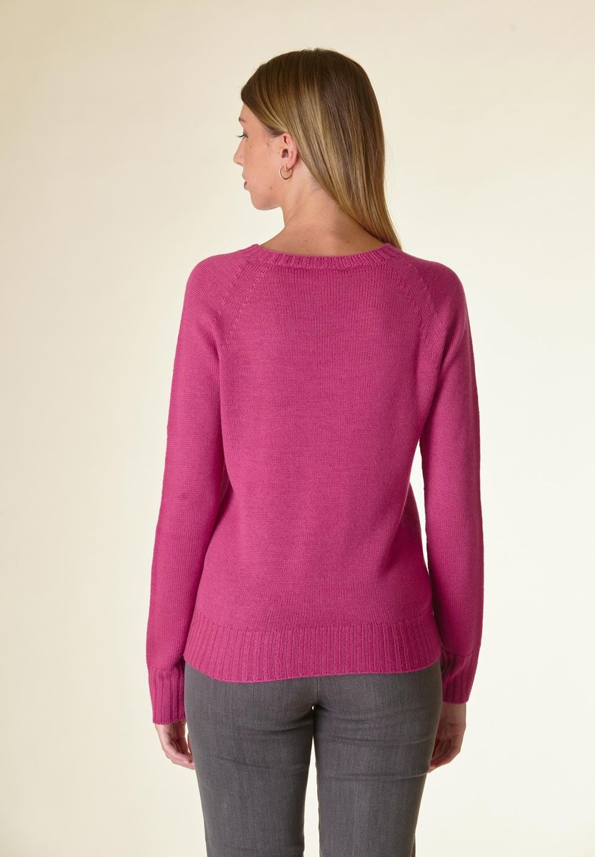 Maglia fucsia a trecce raglan-Angelico