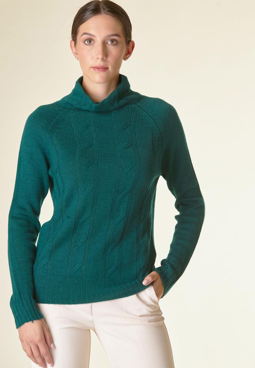 Lupetto verdone motivo trecce raglan-Angelico