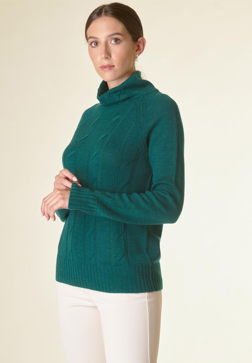 Lupetto verdone motivo trecce raglan-Angelico