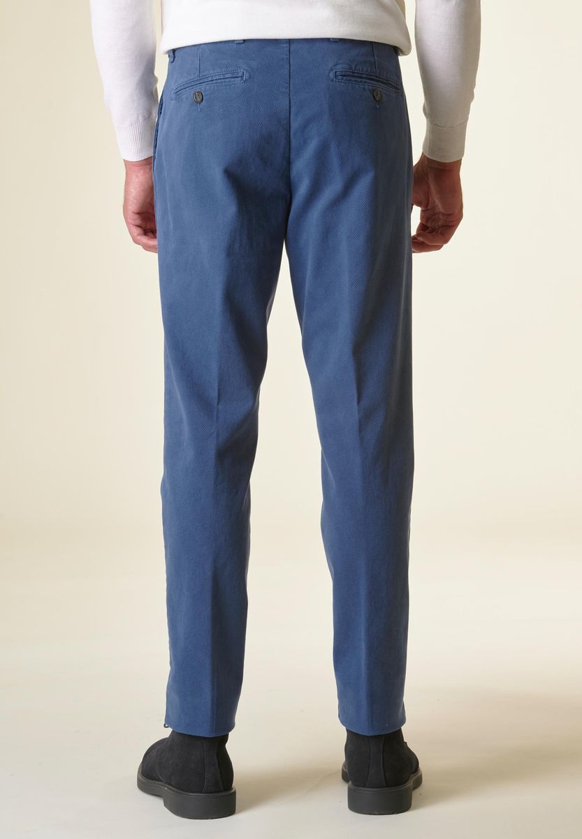 Pantalone blu chiaro cotone micro-stampa regular