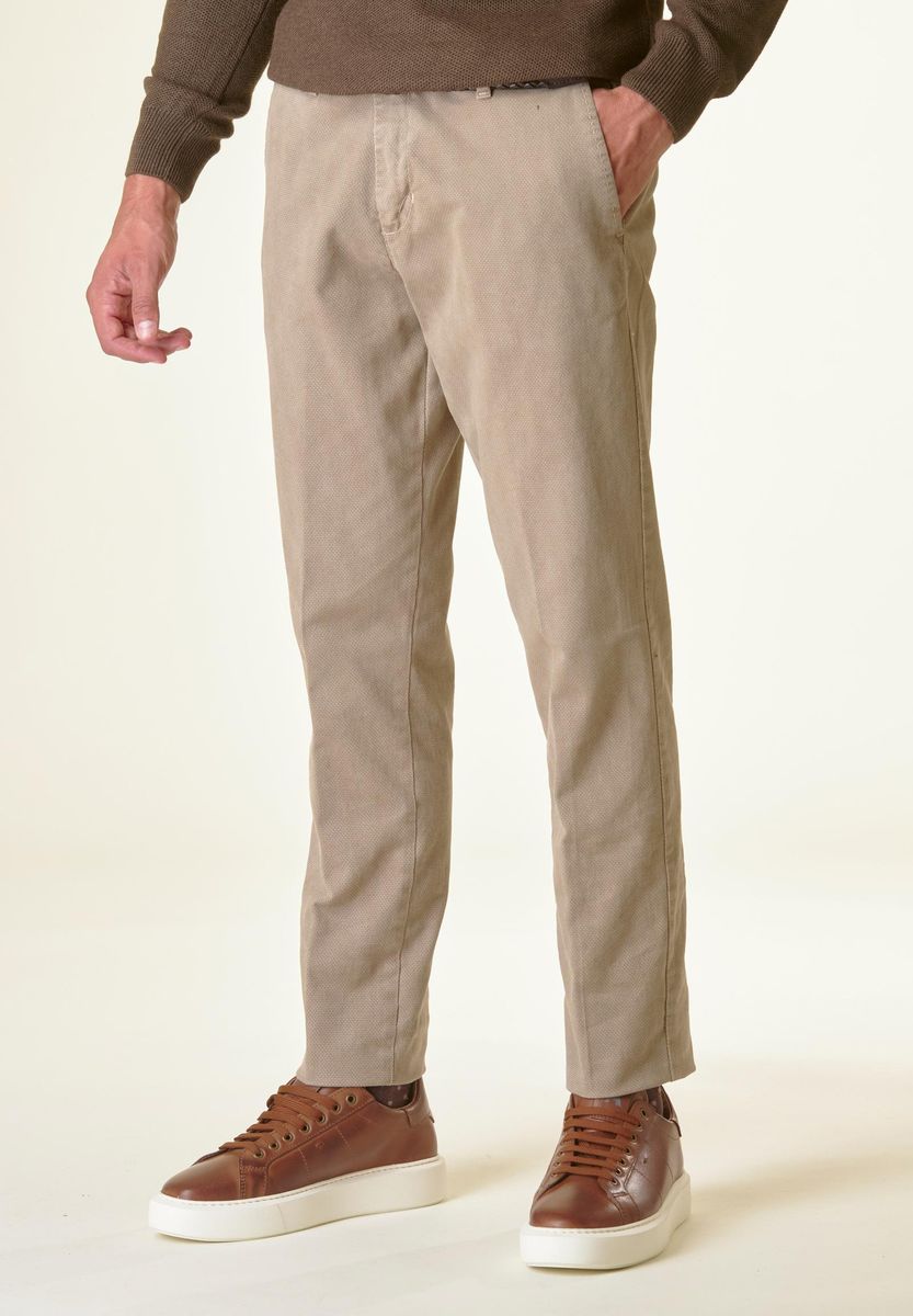 Pantalone mastice cotone micro-stampa regular-Angelico