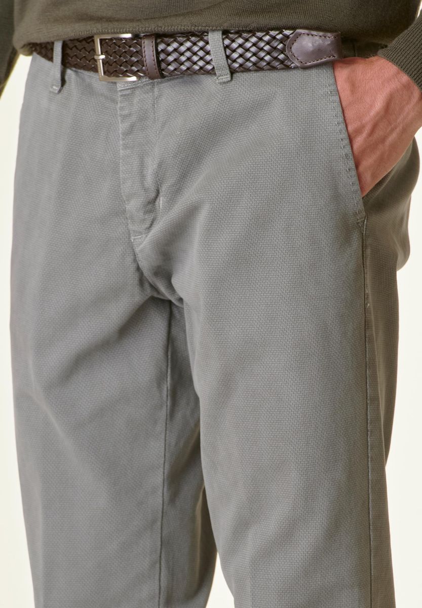 Pantalone piombo cotone micro-stampa regular