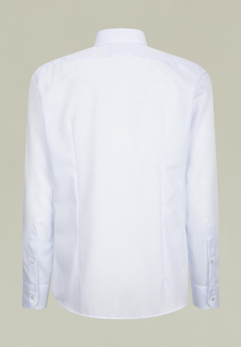 Camicia bianca NO-STIRO armatura rombi celesti SLIM