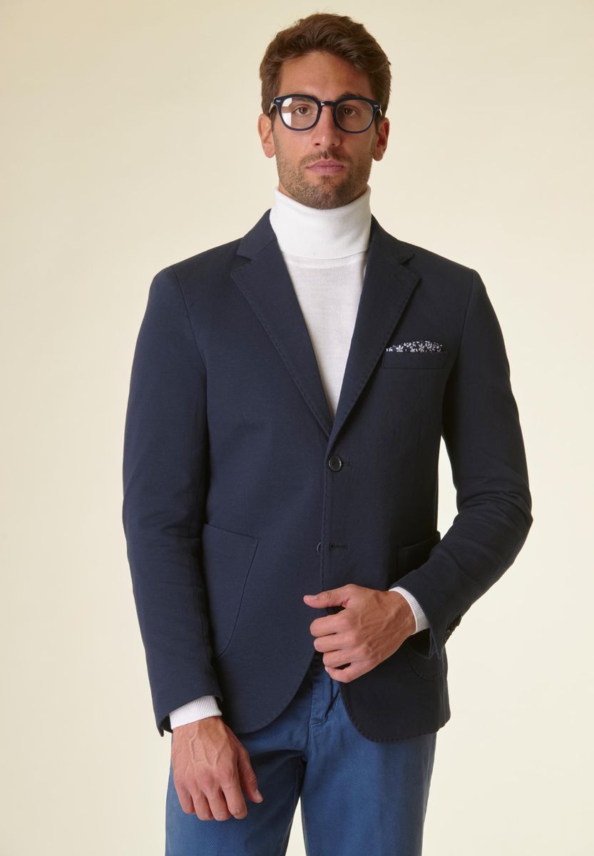 Blaue schmale Jersey-Stoffjacke Angelico 1