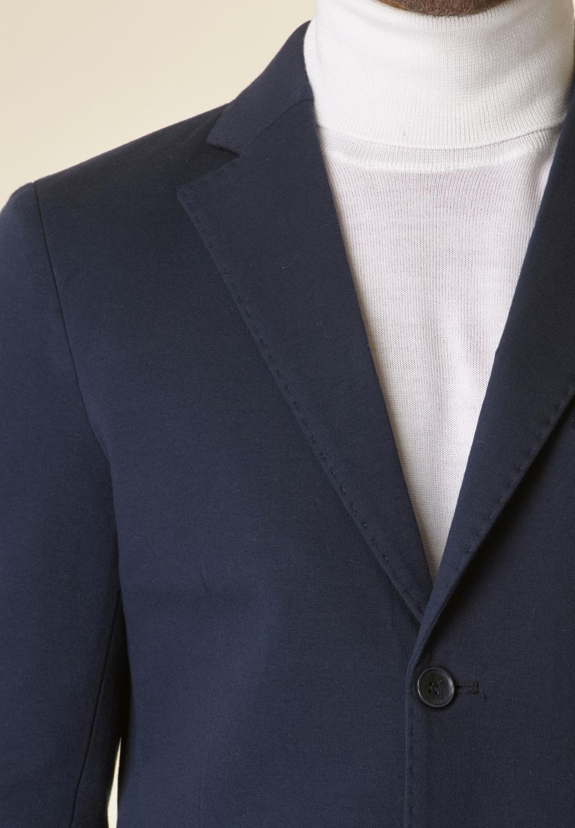 Giacca blu panno jersey slim-Angelico