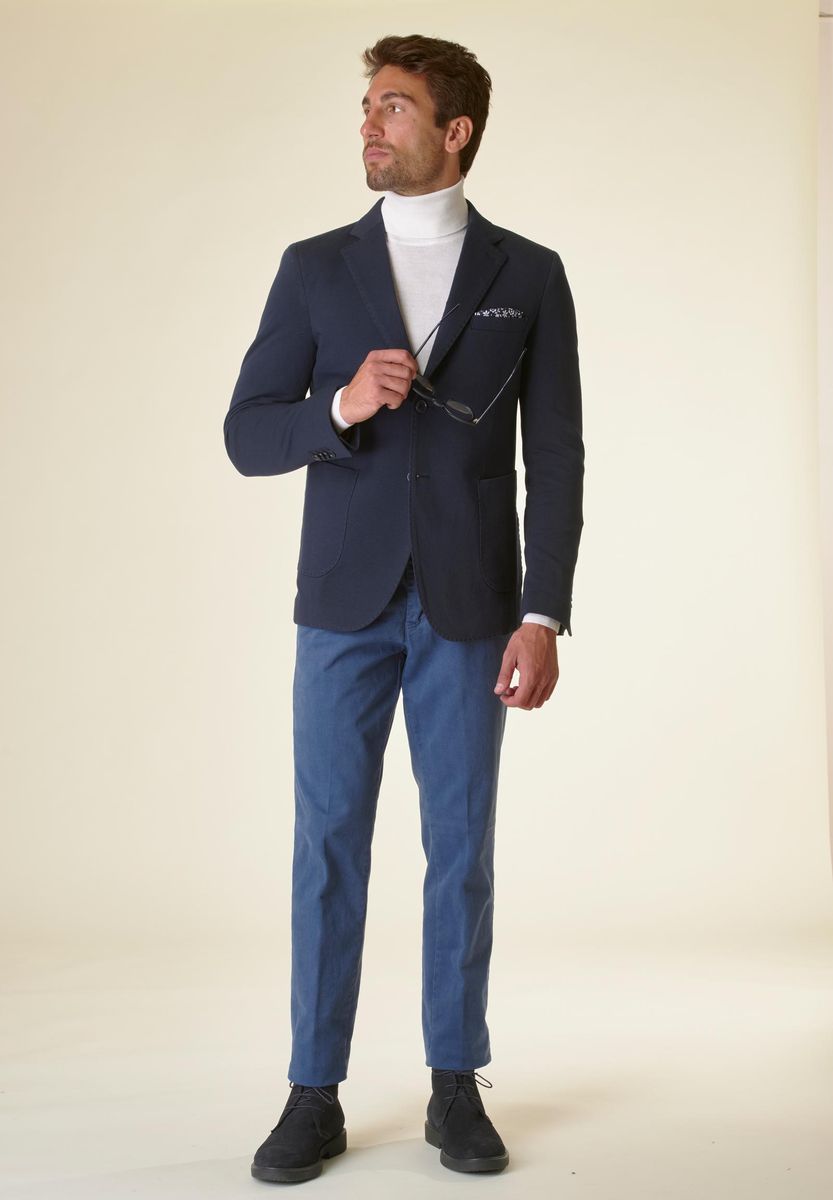 Blaue schmale Jersey-Stoffjacke Angelico 5