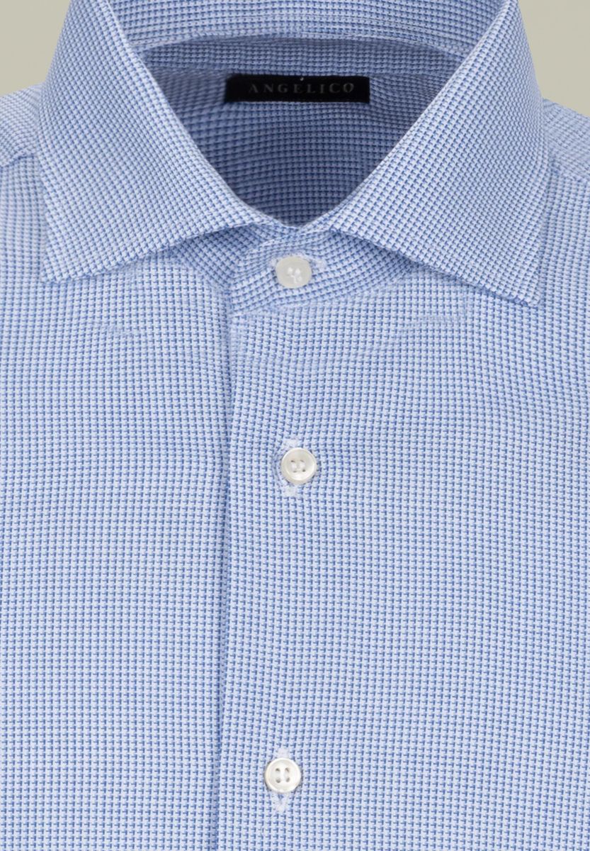 Blau-weiß kariertes schmales Hemd Angelico 2