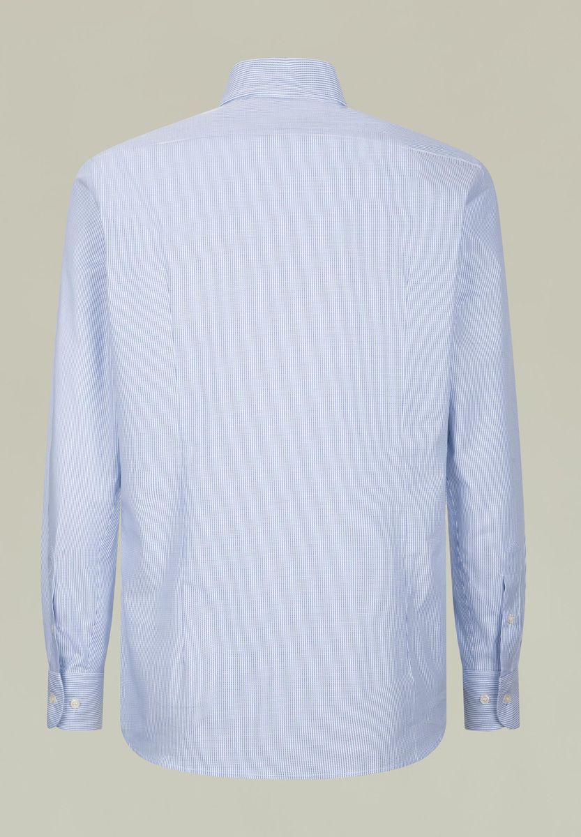 Camicia bianca-blu armatura rigata slim-Angelico