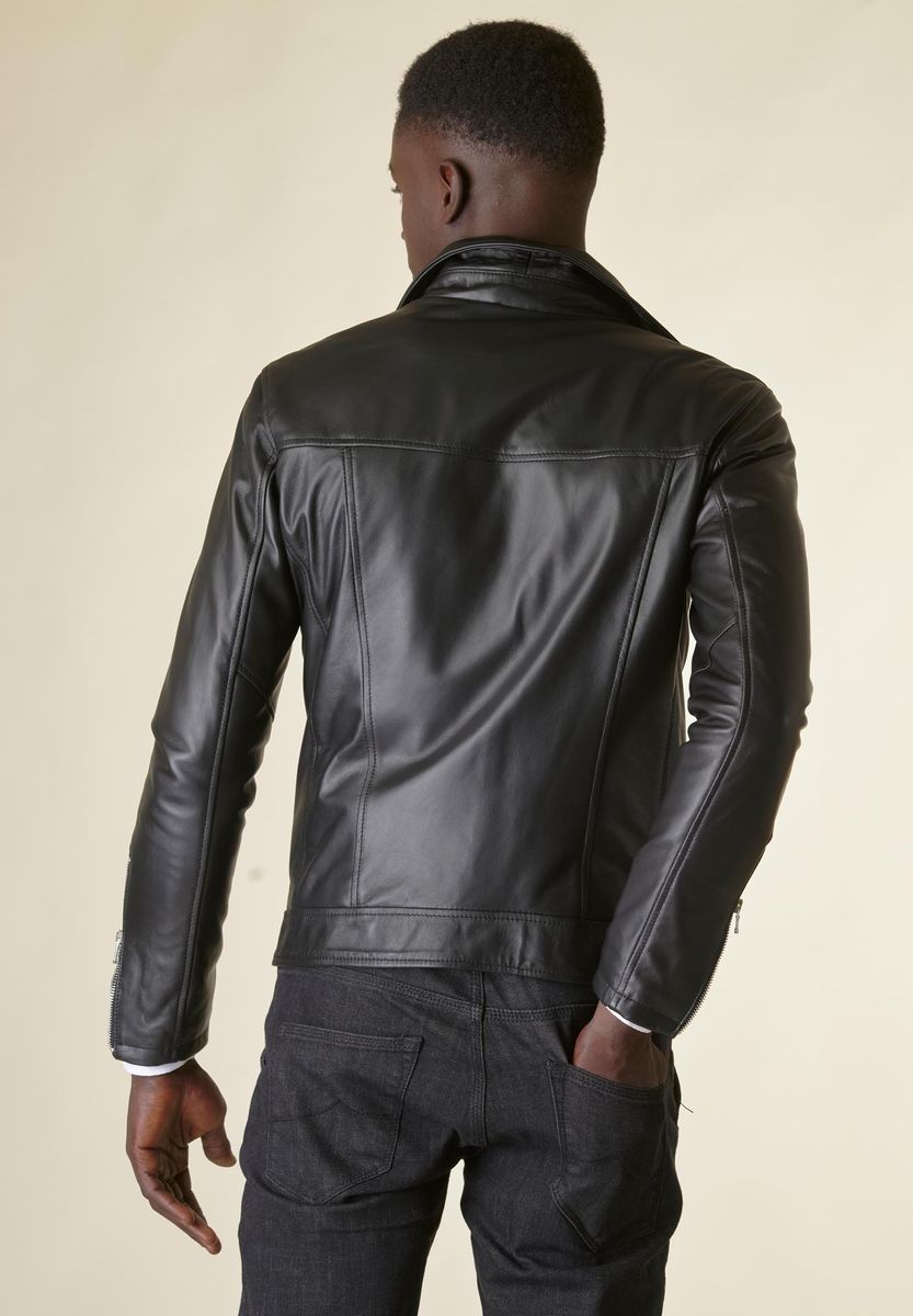 Giubbotto Chiodo nero biker nappa Angelico 3