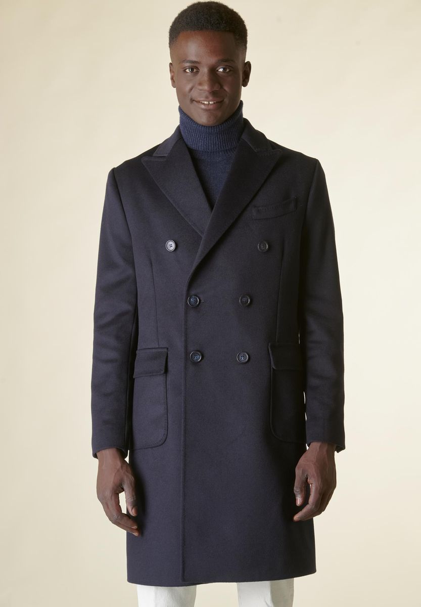 Cappotto blu doppiopetto lana-cashmere tasconi Angelico 1