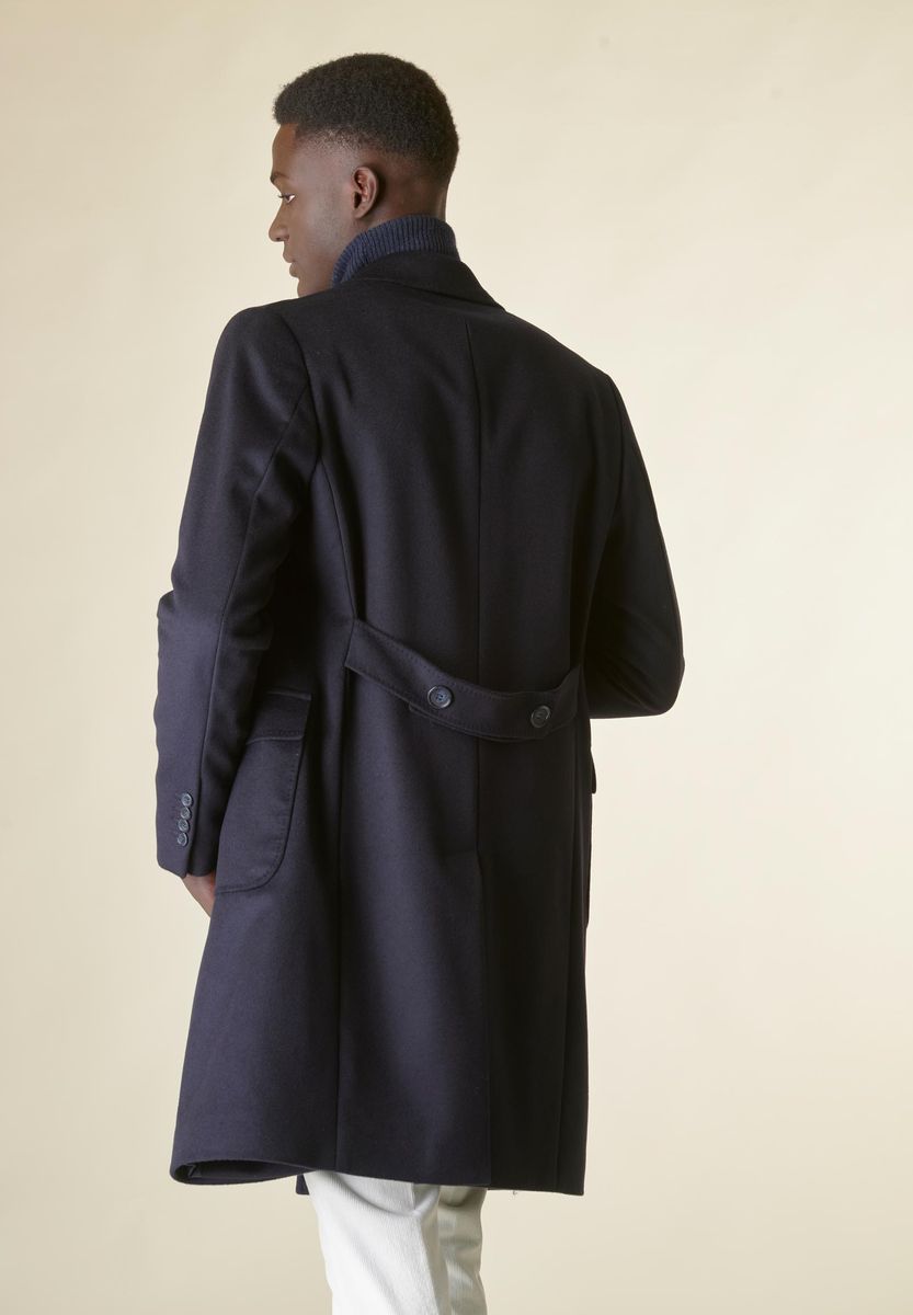 Cappotto blu doppiopetto lana-cashmere tasconi Angelico 3