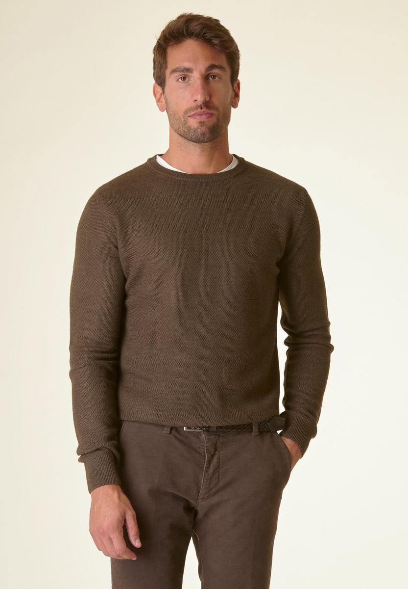 Brown rice grain wool blend crewneck Angelico 1