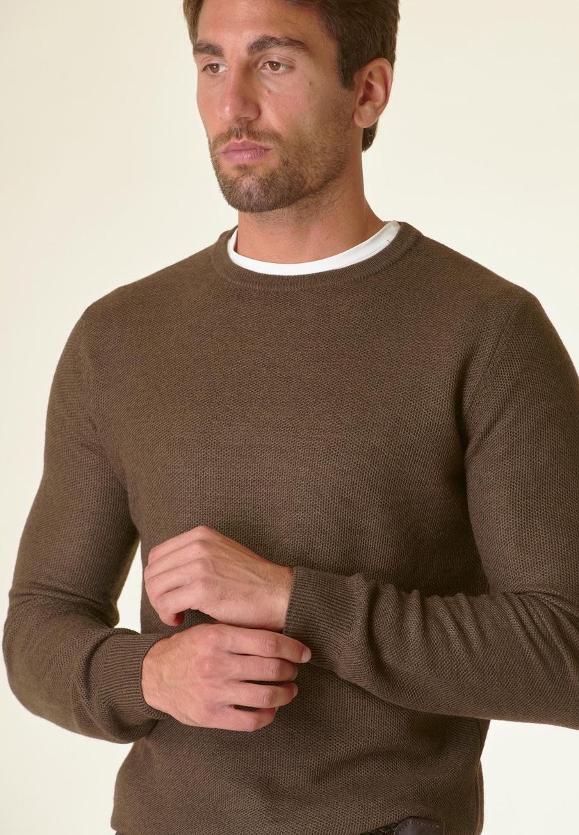 Brown rice grain wool blend crewneck Angelico 2