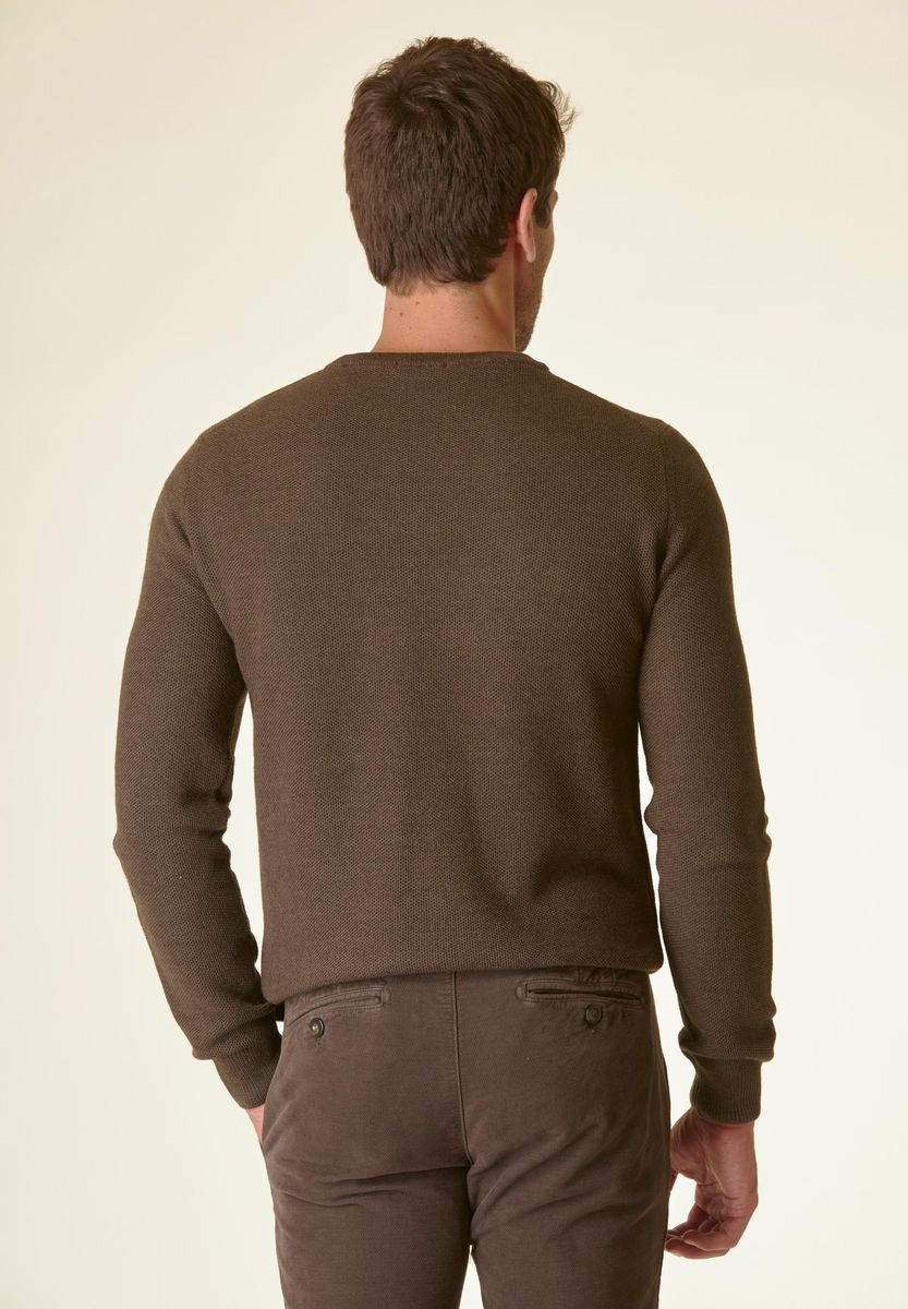 Brown rice grain wool blend crewneck Angelico 3
