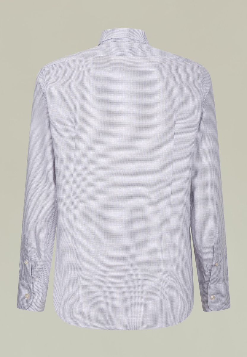 Camicia bianca-marrone effetto quadretto slim