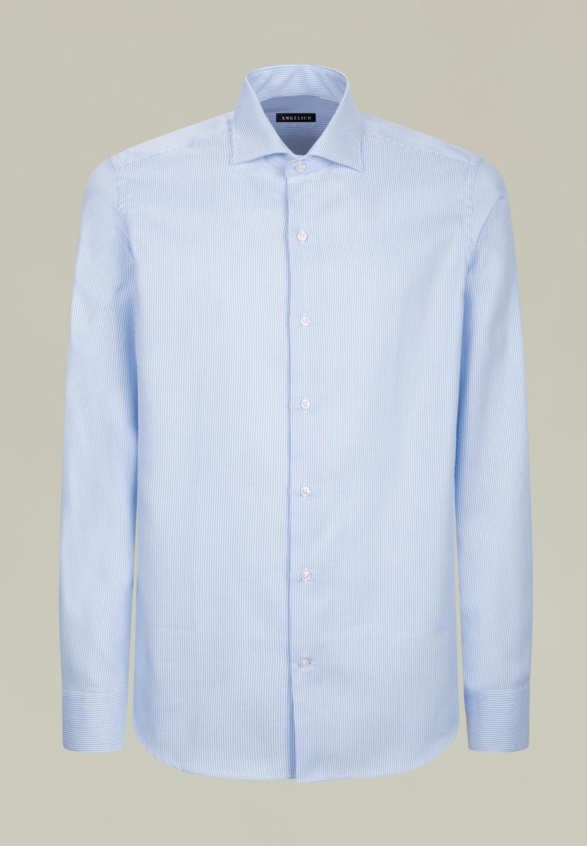 Camicia azzurra armatura quadretto francese