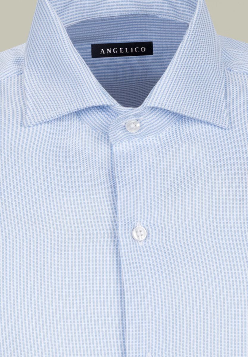 Camicia azzurra armatura quadretto francese