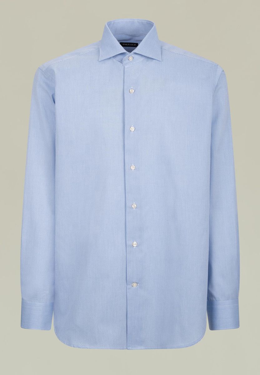 Camicia azzurra micro-armatura Comoda Angelico 1