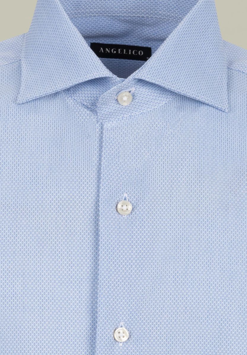 Camicia azzurra micro-armatura Comoda Angelico 2
