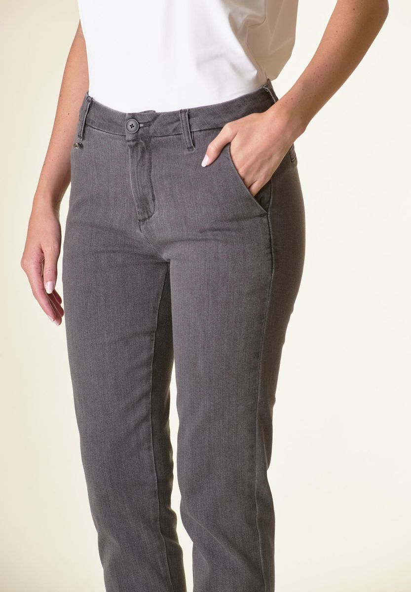 Jeans grigio sigaretta tasche america-Angelico