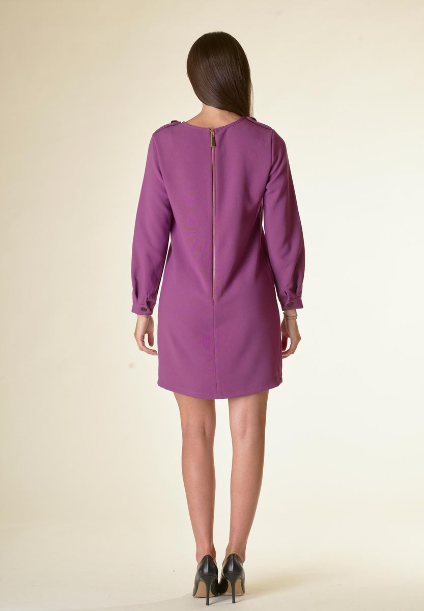 Vestito ciclamino corto crepe con taschini-Angelico