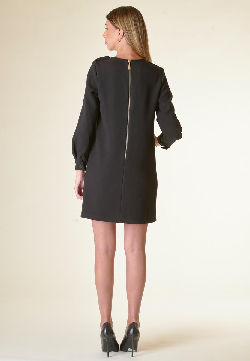 Vestito nero corto crepe con taschini-Angelico